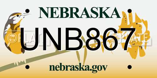 UNB867 Nebraska License Plate