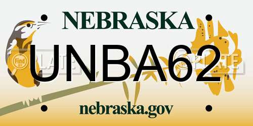 UNBA62 Nebraska License Plate