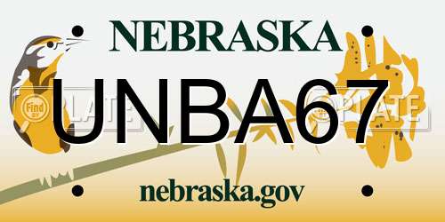 UNBA67 Nebraska License Plate