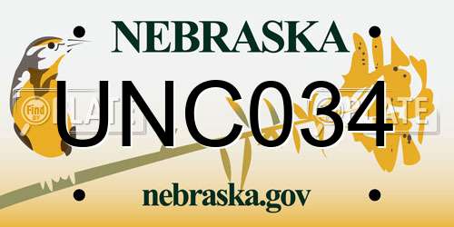 UNC034 Nebraska License Plate