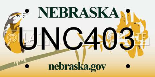 UNC403 Nebraska License Plate