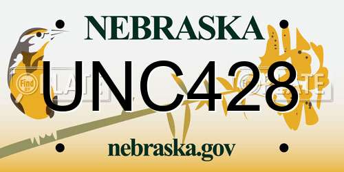 UNC428 Nebraska License Plate