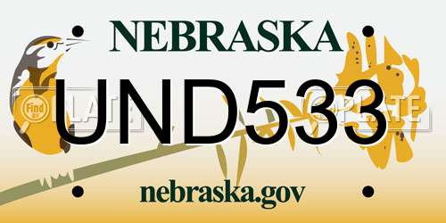 UND533 Nebraska License Plate