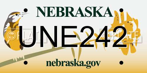 UNE242 Nebraska License Plate