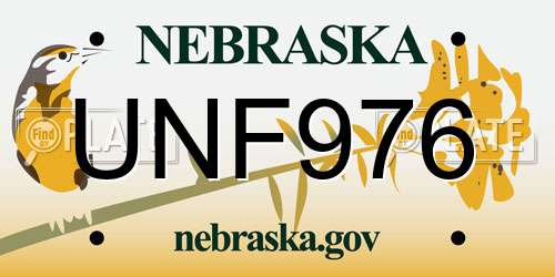 UNF976 Nebraska License Plate