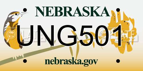 UNG501 Nebraska License Plate