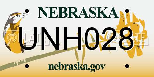 UNH028 Nebraska License Plate