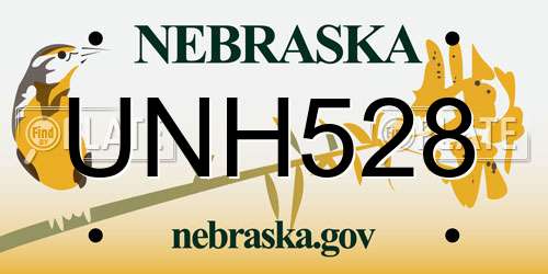 UNH528 Nebraska License Plate