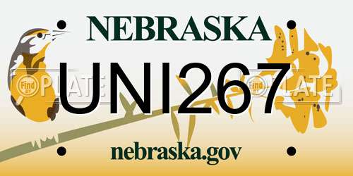 UNI267 Nebraska License Plate
