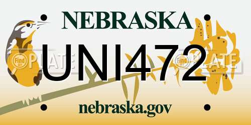 UNI472 Nebraska License Plate