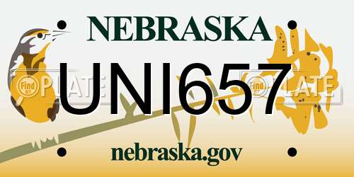 UNI657 Nebraska License Plate