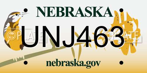 UNJ463 Nebraska License Plate