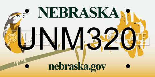 UNM320 Nebraska License Plate