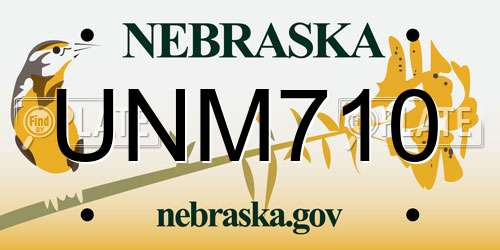 UNM710 Nebraska License Plate