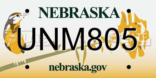 UNM805 Nebraska License Plate