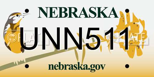 UNN511 Nebraska License Plate