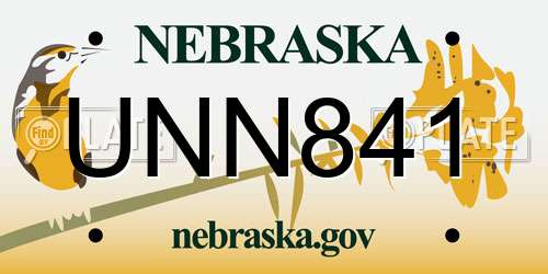 UNN841 Nebraska License Plate