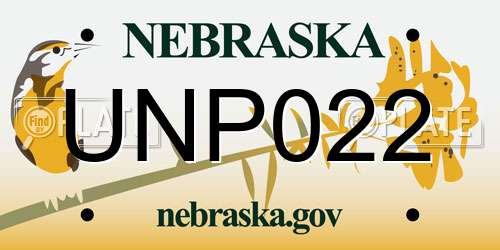 UNP022 Nebraska License Plate