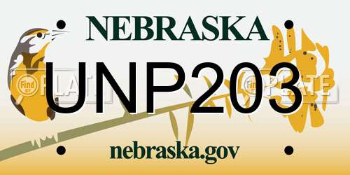 UNP203 Nebraska License Plate