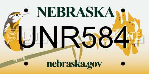UNR584 Nebraska License Plate