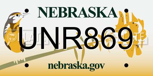UNR869 Nebraska License Plate