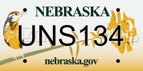 UNS134 Nebraska License Plate