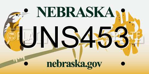 UNS453 Nebraska License Plate
