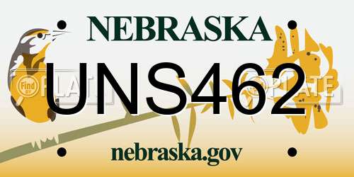 UNS462 Nebraska License Plate