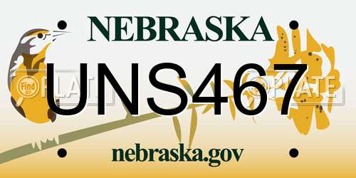 UNS467 Nebraska License Plate