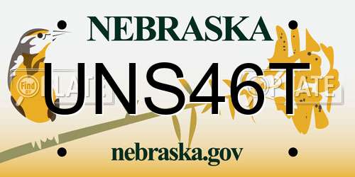 UNS46T Nebraska License Plate