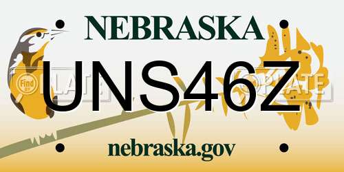 UNS46Z Nebraska License Plate