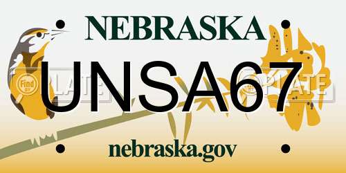 UNSA67 Nebraska License Plate