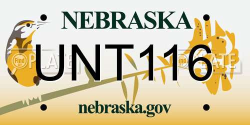 UNT116 Nebraska License Plate