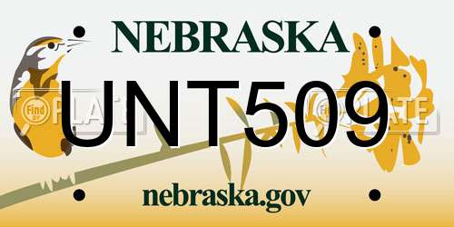 UNT509 Nebraska License Plate