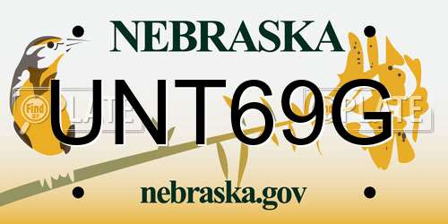 UNT69G Nebraska License Plate