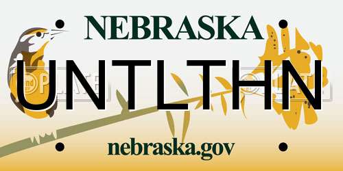 UNTLTHN Nebraska License Plate