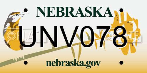 UNV078 Nebraska License Plate