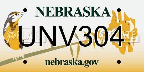 UNV304 Nebraska License Plate