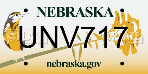 UNV717 Nebraska License Plate