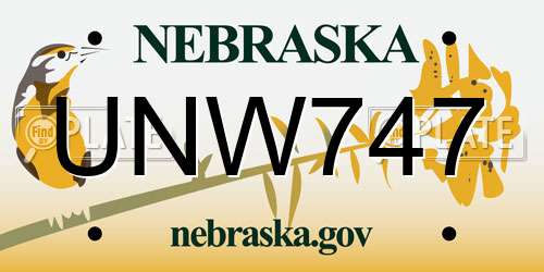 UNW747 Nebraska License Plate