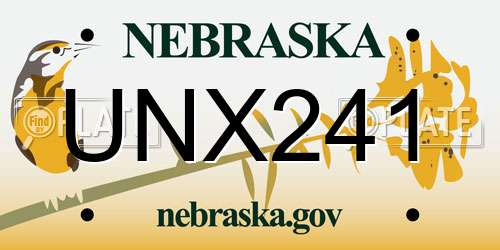 UNX241 Nebraska License Plate