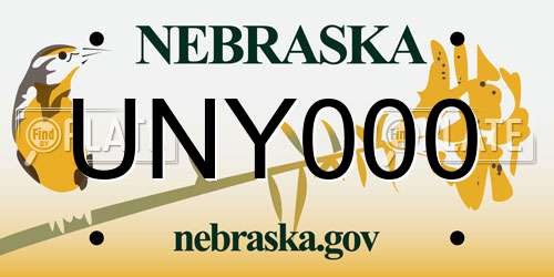 UNY000 Nebraska License Plate