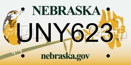 UNY623 Nebraska License Plate