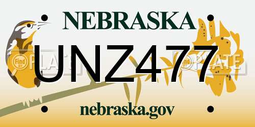 UNZ477 Nebraska License Plate