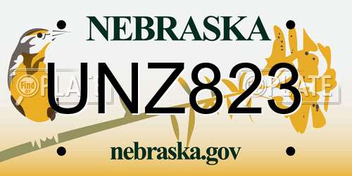 UNZ823 Nebraska License Plate