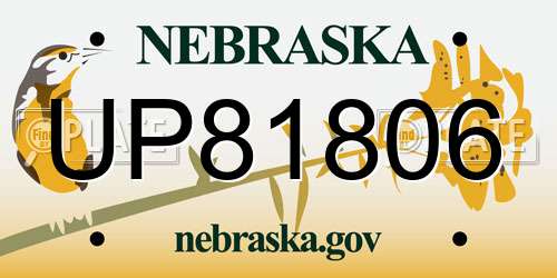 UP81806 Nebraska License Plate