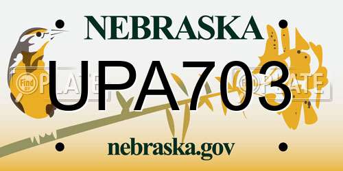 UPA703 Nebraska License Plate