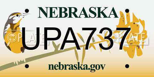 UPA737 Nebraska License Plate