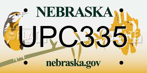 UPC335 Nebraska License Plate
