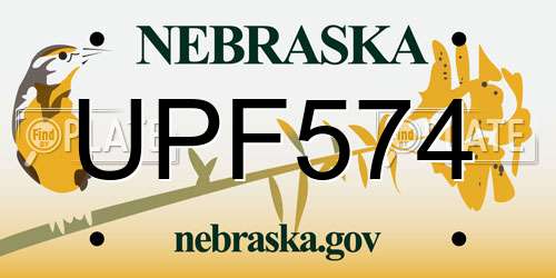 UPF574 Nebraska License Plate